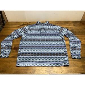 Rafter C Long Sleeve Aztec 1/4 Zip Polyester Pull Over Western Shirt Size Large
